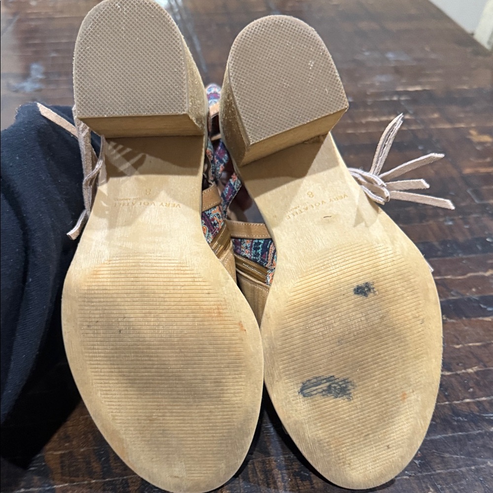 Very Volatile Tan Fringe Peep-Toe Booties - Picture 7 of 7